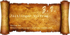 Zeitlinger Volfram névjegykártya